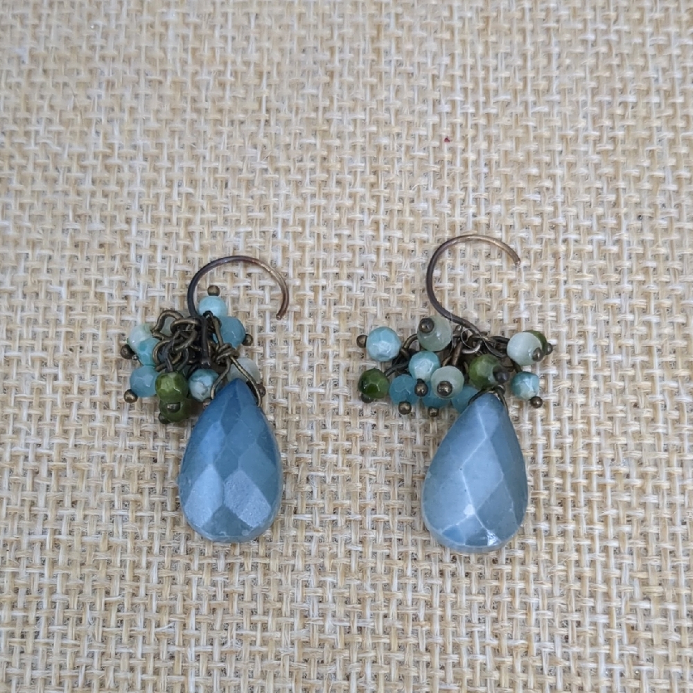 Elegant Blue and Green Dangle Earrings